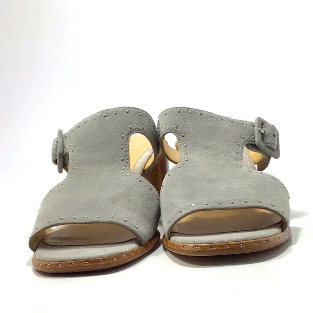 Rag & Bone Seldon Grey Suede Studded Block Heel Sandals 38.5 - Picture 5 of 15